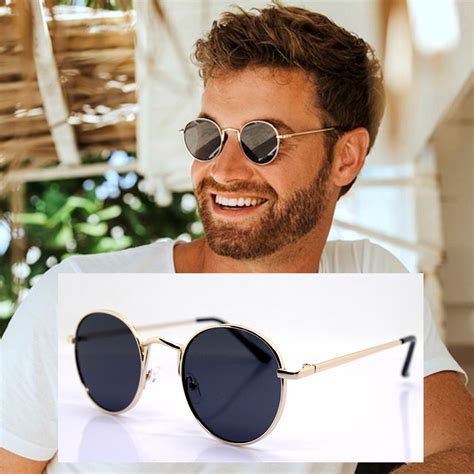 black gold round sunglasses|round black sunglasses for men.